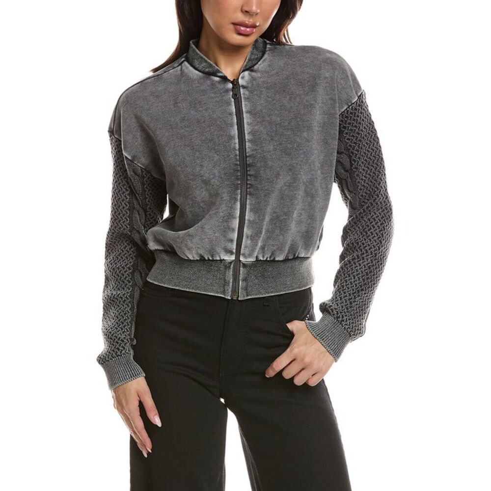 Chaser Womens  French Terry Fullerton Zip Up Jacket, Black